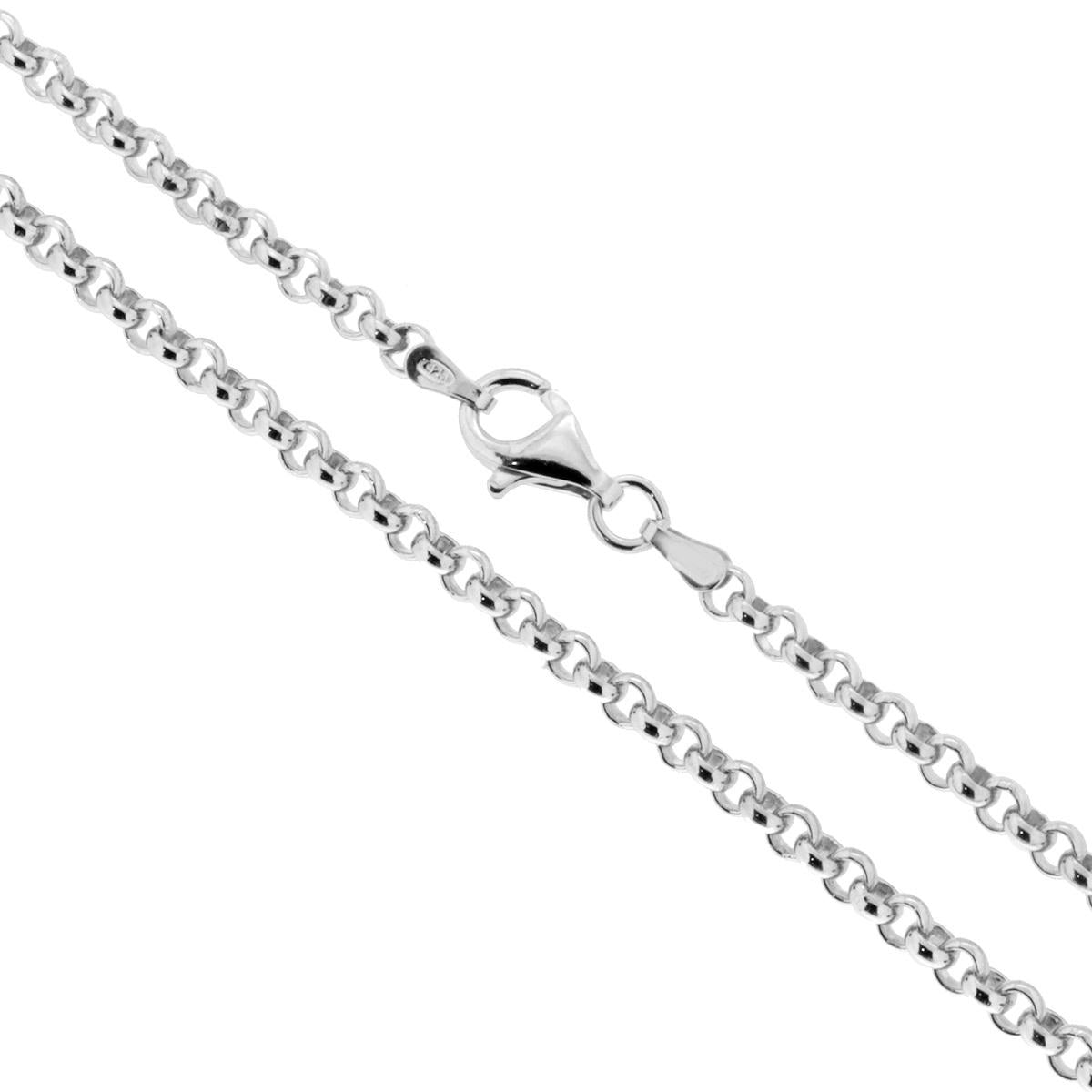 Catena Rolo 055 sezione mm 3.3 lunghezza cm 90 in ARGENTO 925 Galvanica Rodio