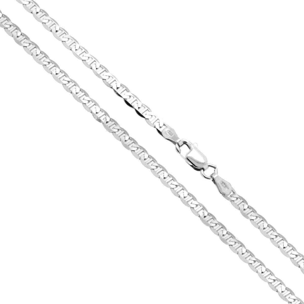 Catena Traversino Diamantata sezione mm 3.3 lunghezza cm 60 in ARGENTO 925 Galvanica Rodio