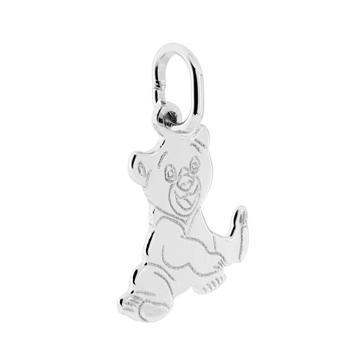 Ciondolo con Sagoma a forma di Orsetto in ARGENTO 925 Galvanica Rodio