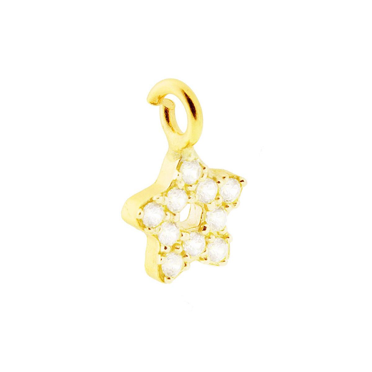 Ciondolo Mini Stella con Zirconi Bianchi in ARGENTO 925 Galvanica Oro