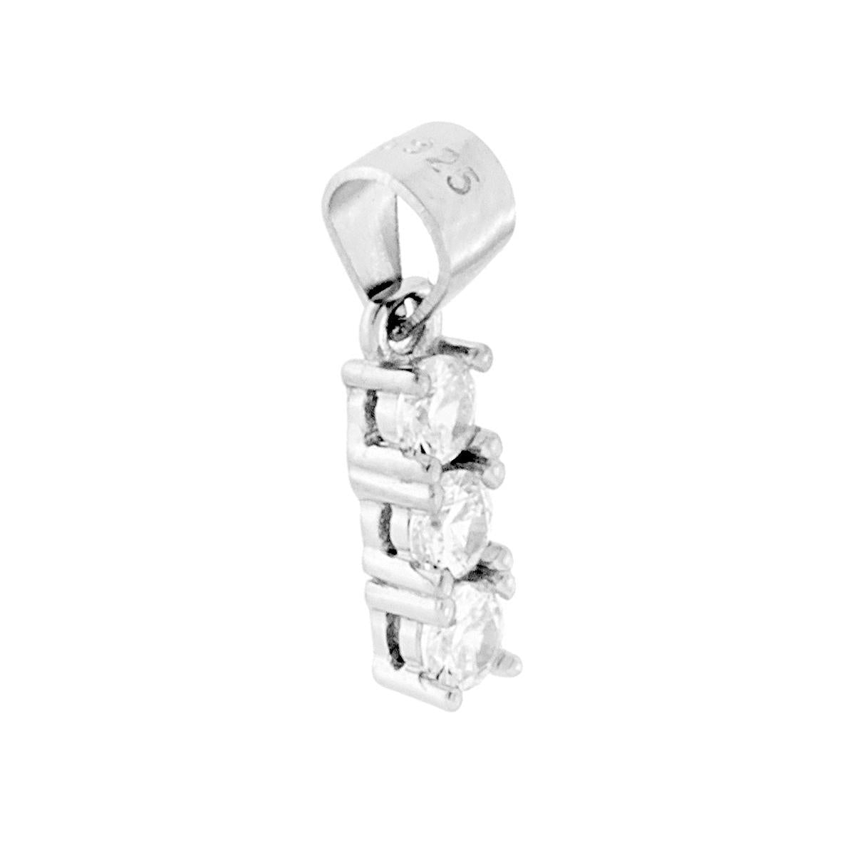 Ciondolo Trilogy con Zirconi Bianchi mm 3 in ARGENTO 925 Galvanica Rodio