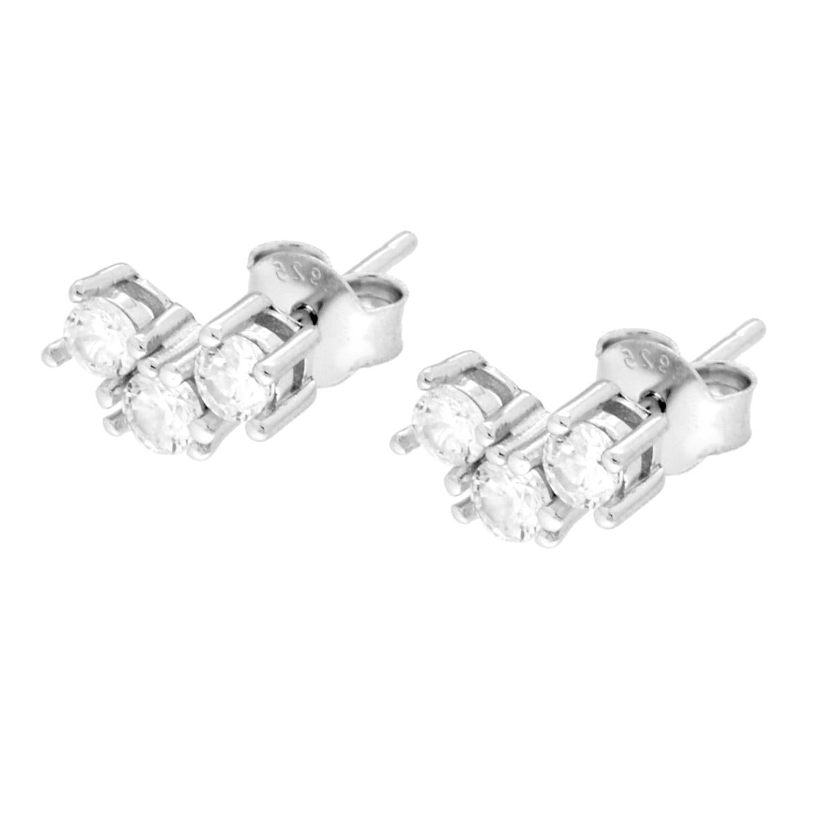 Orecchini Punto Luce Trilogy Cubic Zirconia Bianco in ARGENTO 925 Galvanica Rodio