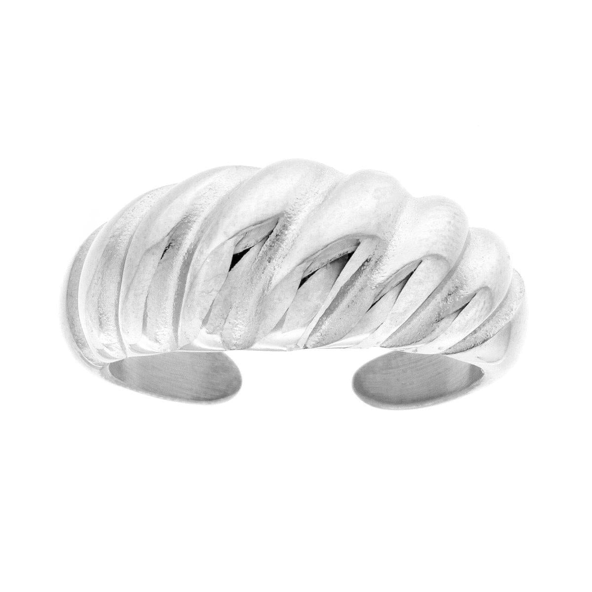 Anello Fascia Treccia Bombata in ACCIAIO