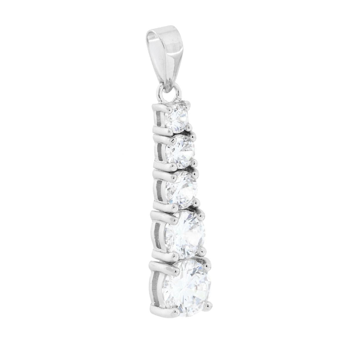 Ciondolo Tennis degrade con Cubic Zirconia Bianchi in ARGENTO 925 Galvanica Rodio