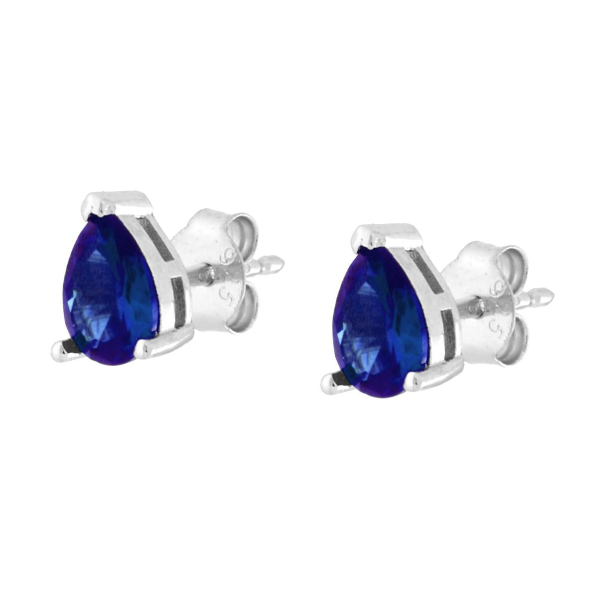 Orecchini Goccia Cubic Zirconia Blu Zaffiro in ARGENTO 925 Galvanica Rodio