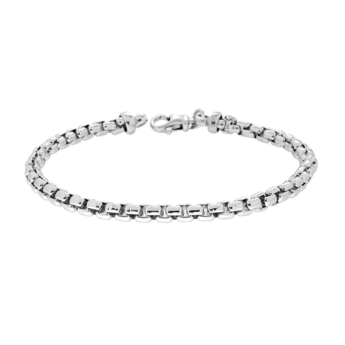 Bracciale Catena Veneziana Tonda in ARGENTO 925 Galvanica Rodio
