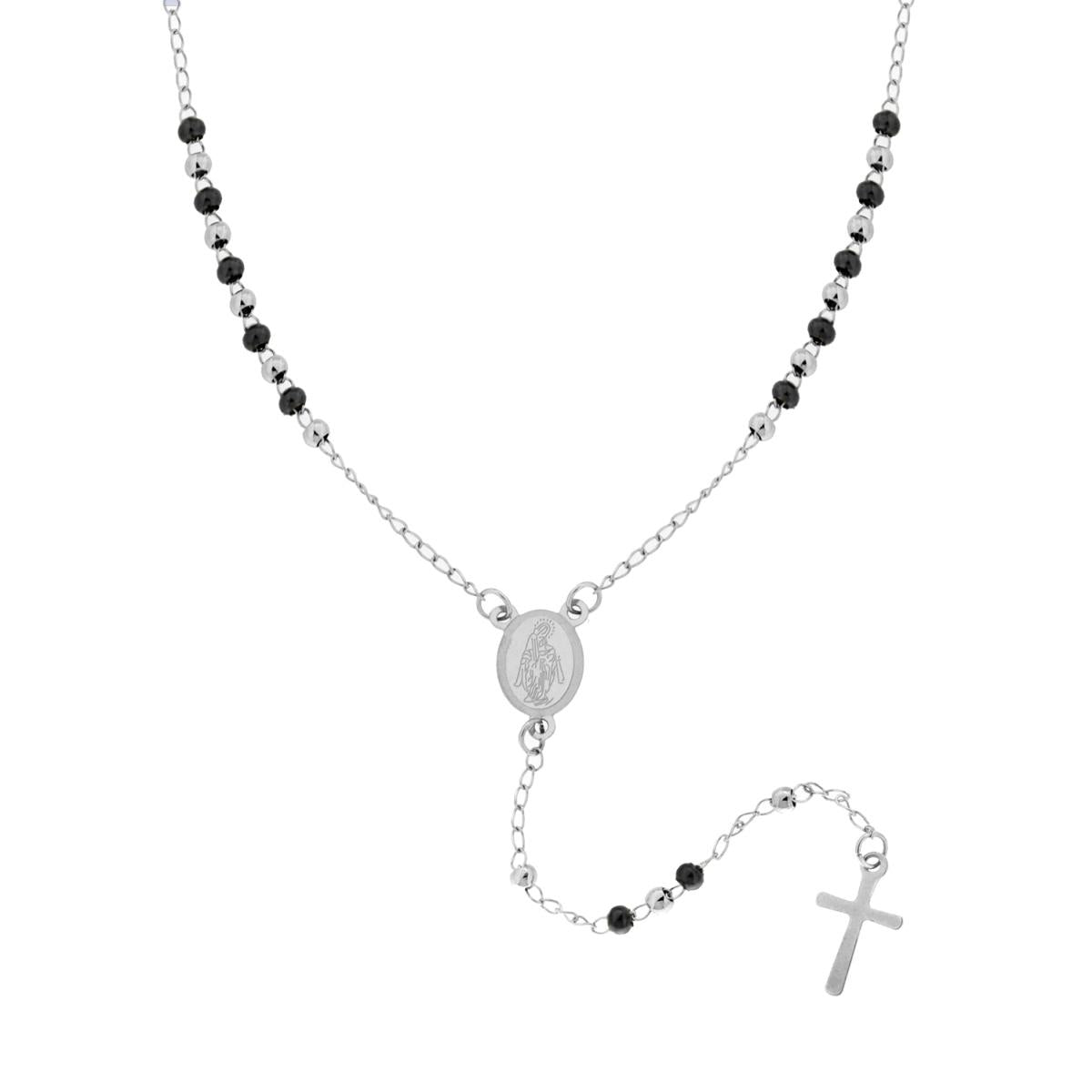 Collana Rosario cm 50 con Palline colore Nero mm 3 in ACCIAIO