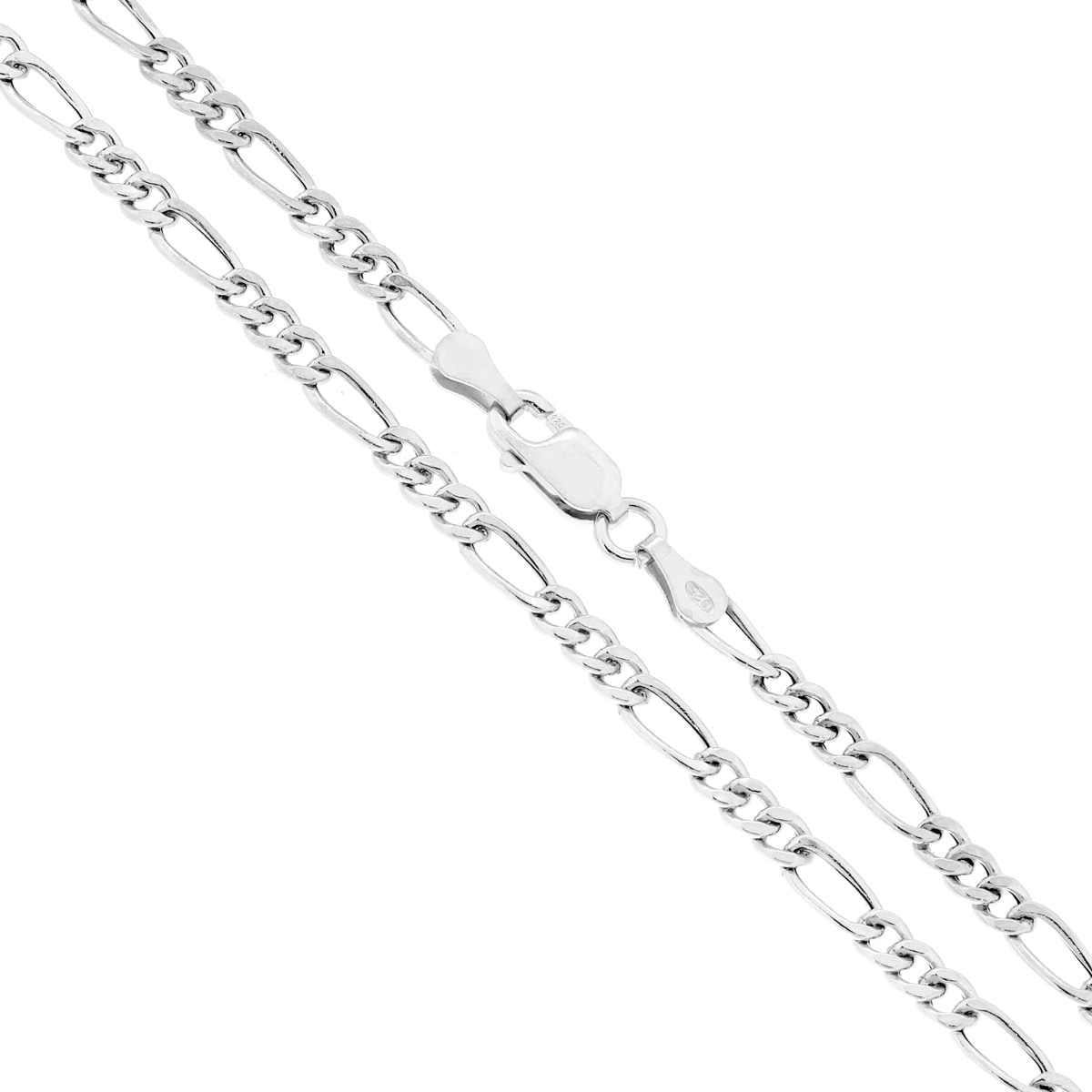 Catena Figaro Alternata 100 3+1 Vuoto sezione mm 4 lunghezza cm 50 in ARGENTO 925
