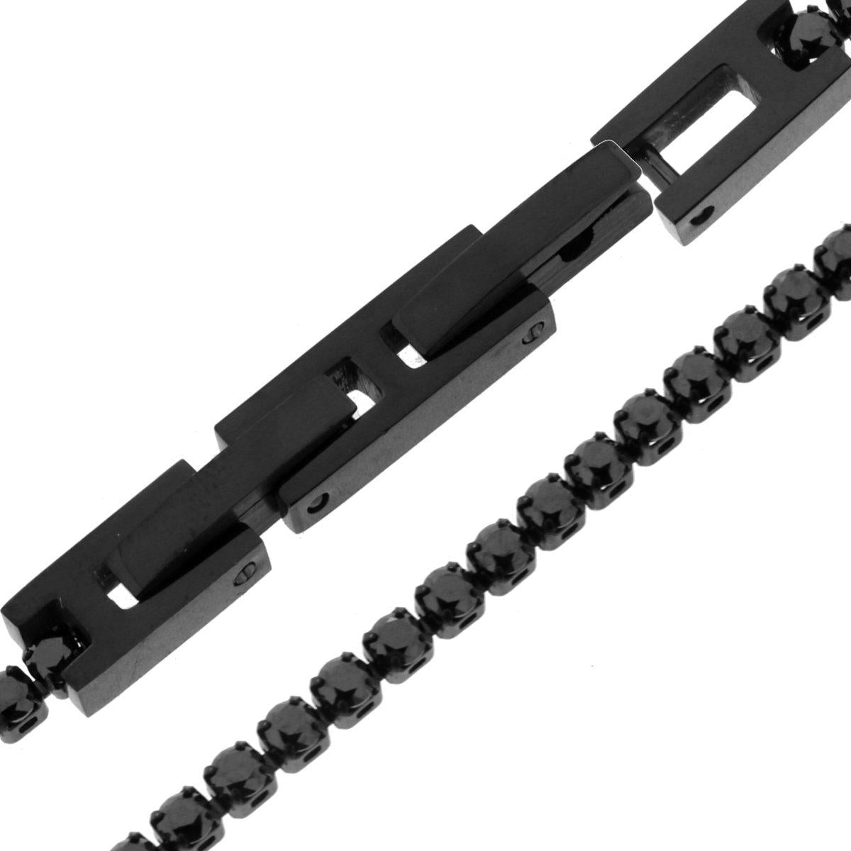 Bracciale Tennis Griffe cm 17+1 con Crystal mm 2 Nero in ACCIAIO colore Nero