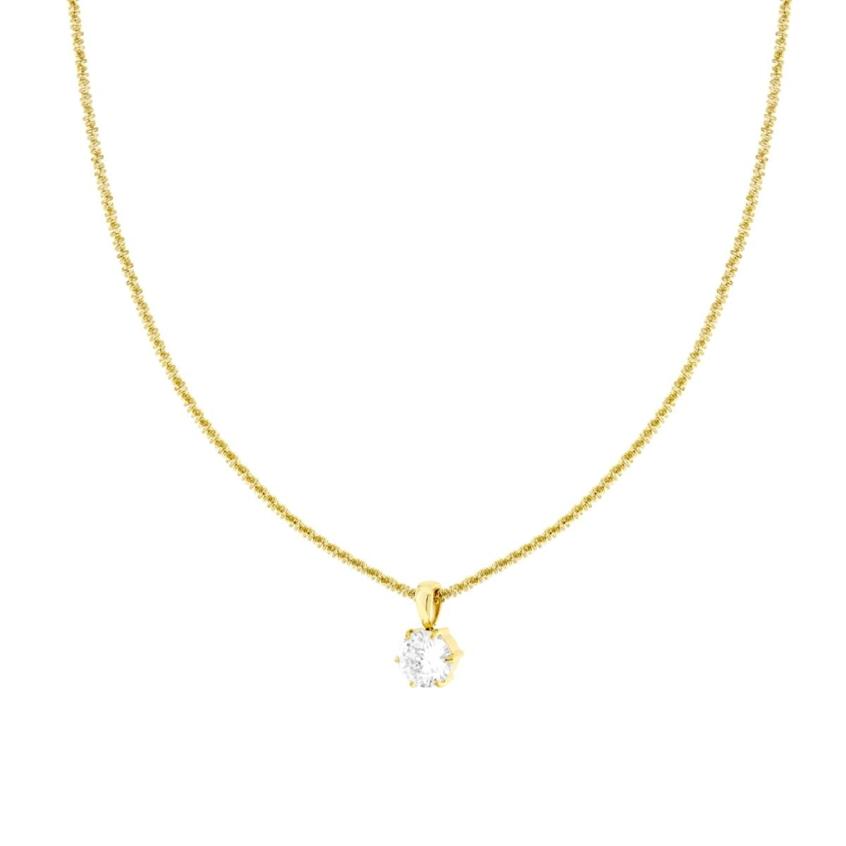 Collana Catena Disco Diamantata con Punto Luce Crystal Bianco mm 8 in ACCIAIO colore Oro<BR>