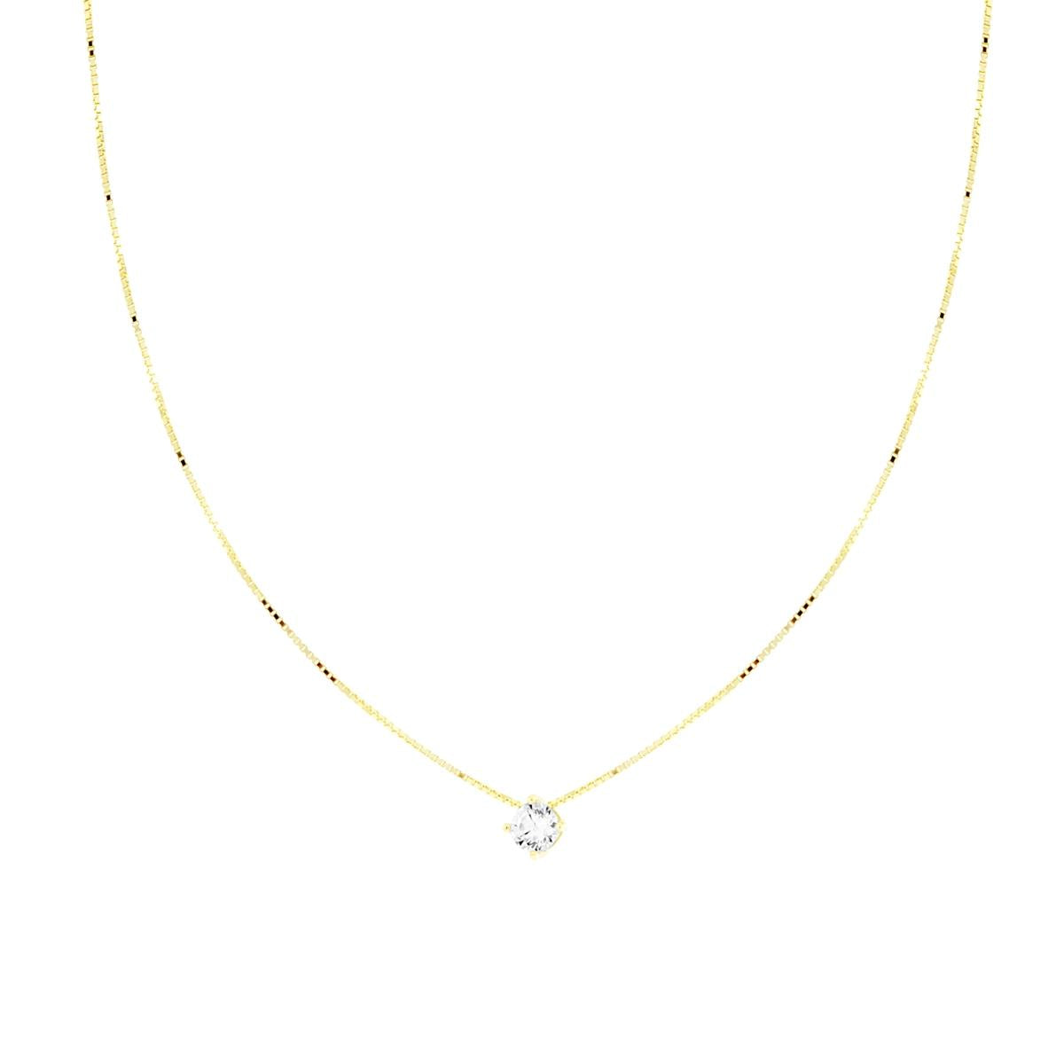 Collana Catena Veneziana Diamantata con Punto Luce Cubic Zirconia Bianco mm 4 in ARGENTO 925 Galvanica Oro