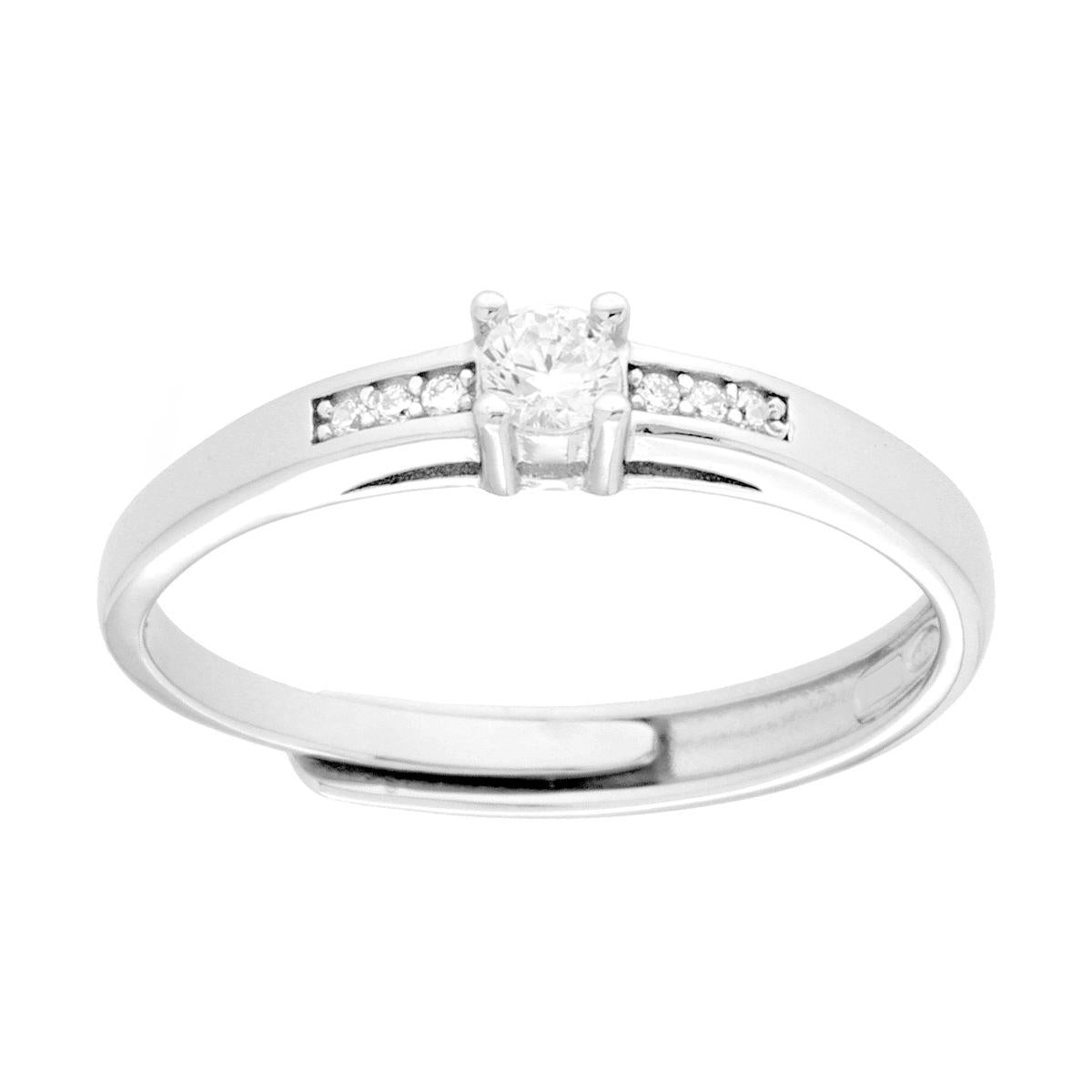 Anello Solitario con Cubic Zirconia Bianchi mm 3 in ARGENTO 925 Galvanica Rodio