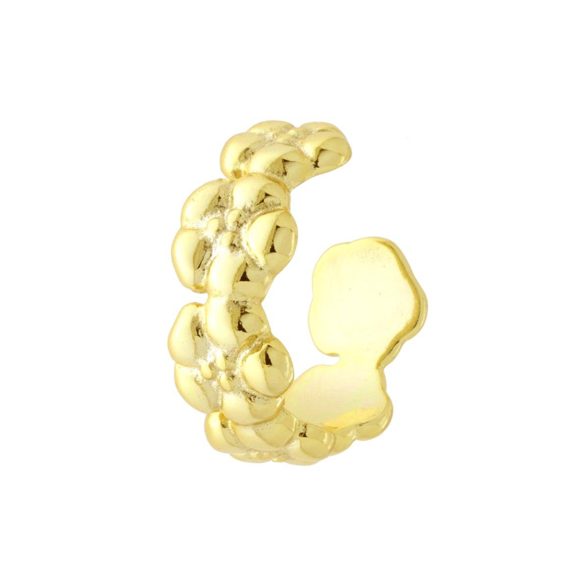 Orecchino Ear Cuff Cerchio Fiori in ARGENTO 925 Galvanica Oro<BR>