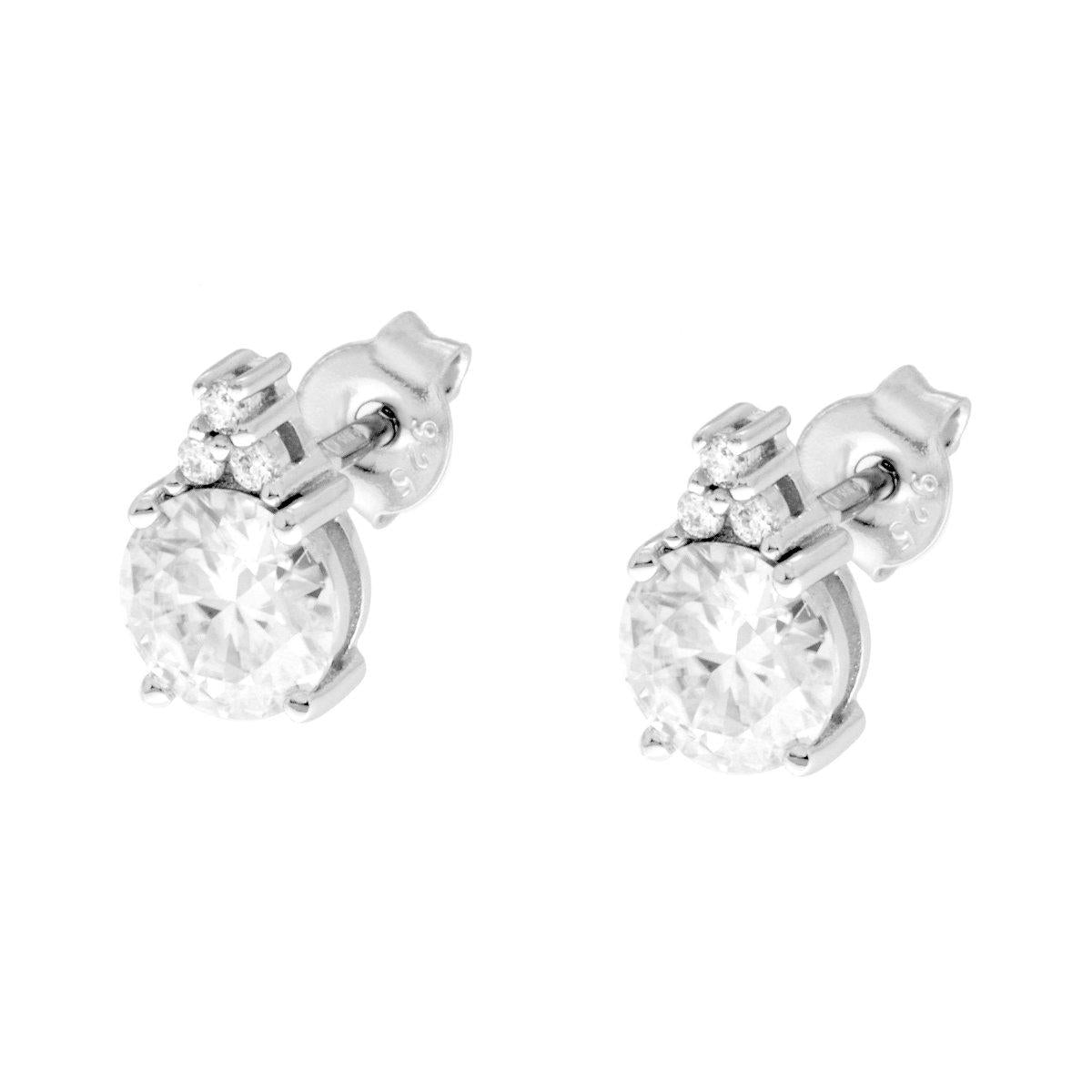 Orecchini Punto Luce con MOISSANITE mm 6 in ARGENTO 925 Galvanica Rodio<BR>
