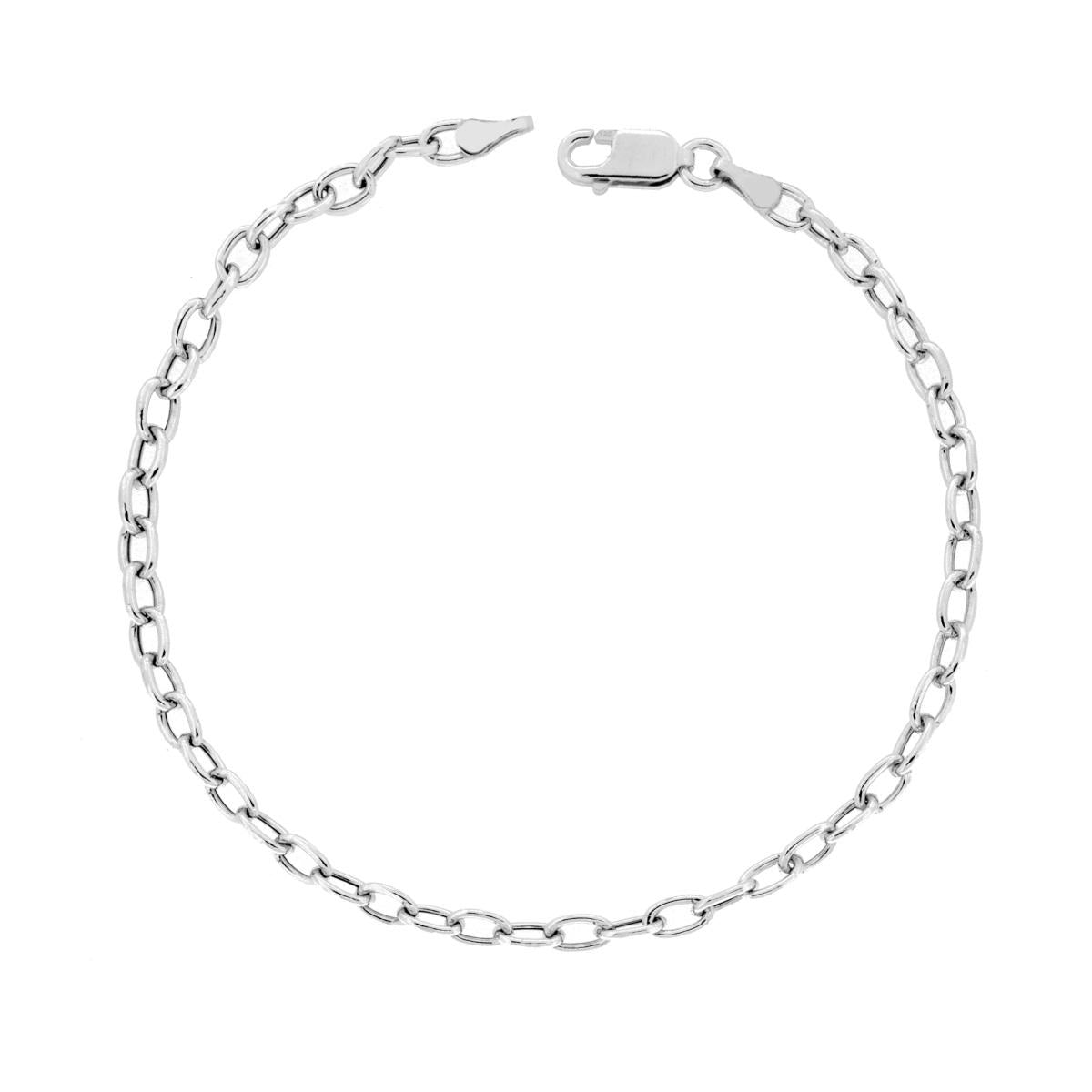 Bracciale Catena Forzatina 080 Vuoto sezione mm 3.1 lunghezza cm 19 in ARGENTO 925 Galvanica Rodio<BR>