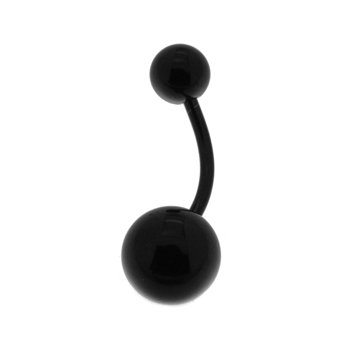 Body Piercing Banana Nero mm 23 con Palline mm 5 e 8 in ACCIAIO Chirurgico