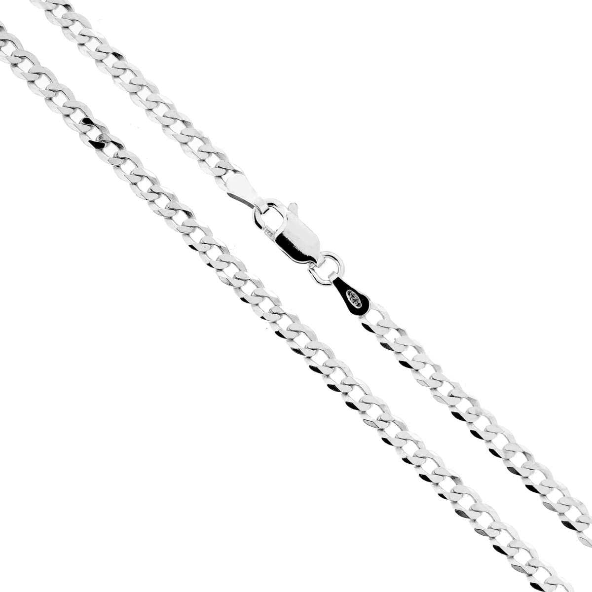 Catena Grumetta Diamantata Extraflat cm 60 sezione mm 3.2 in ARGENTO 925 Galvanica Rodio