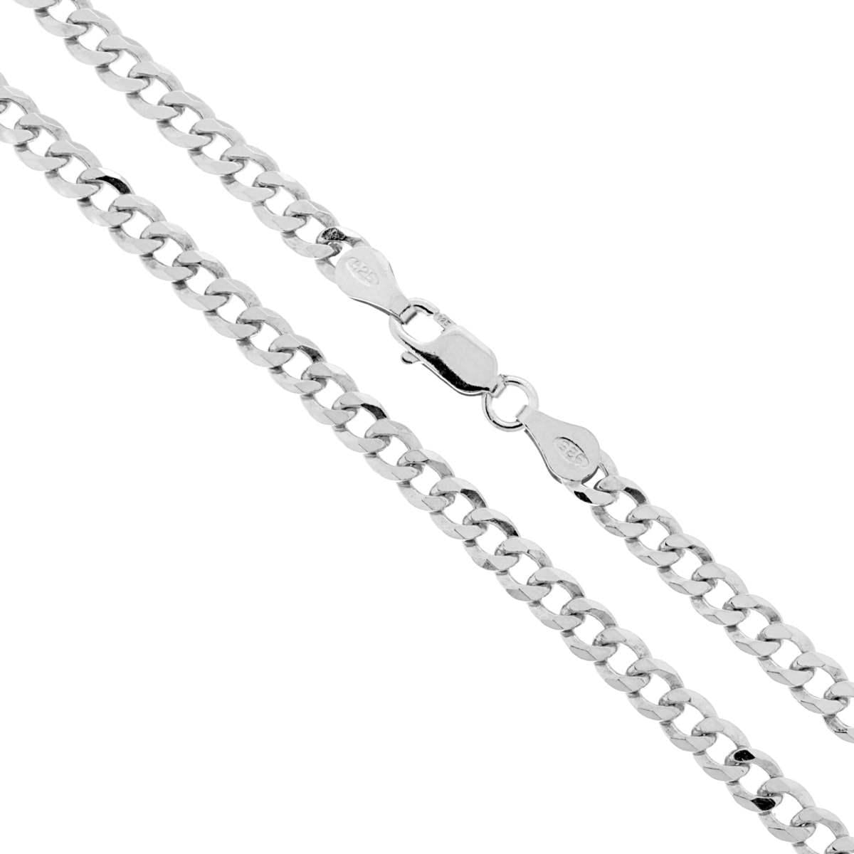Catena Grumetta Diamantata Extraflat cm 50 sezione mm 4.4 in ARGENTO 925 Galvanica Rodio