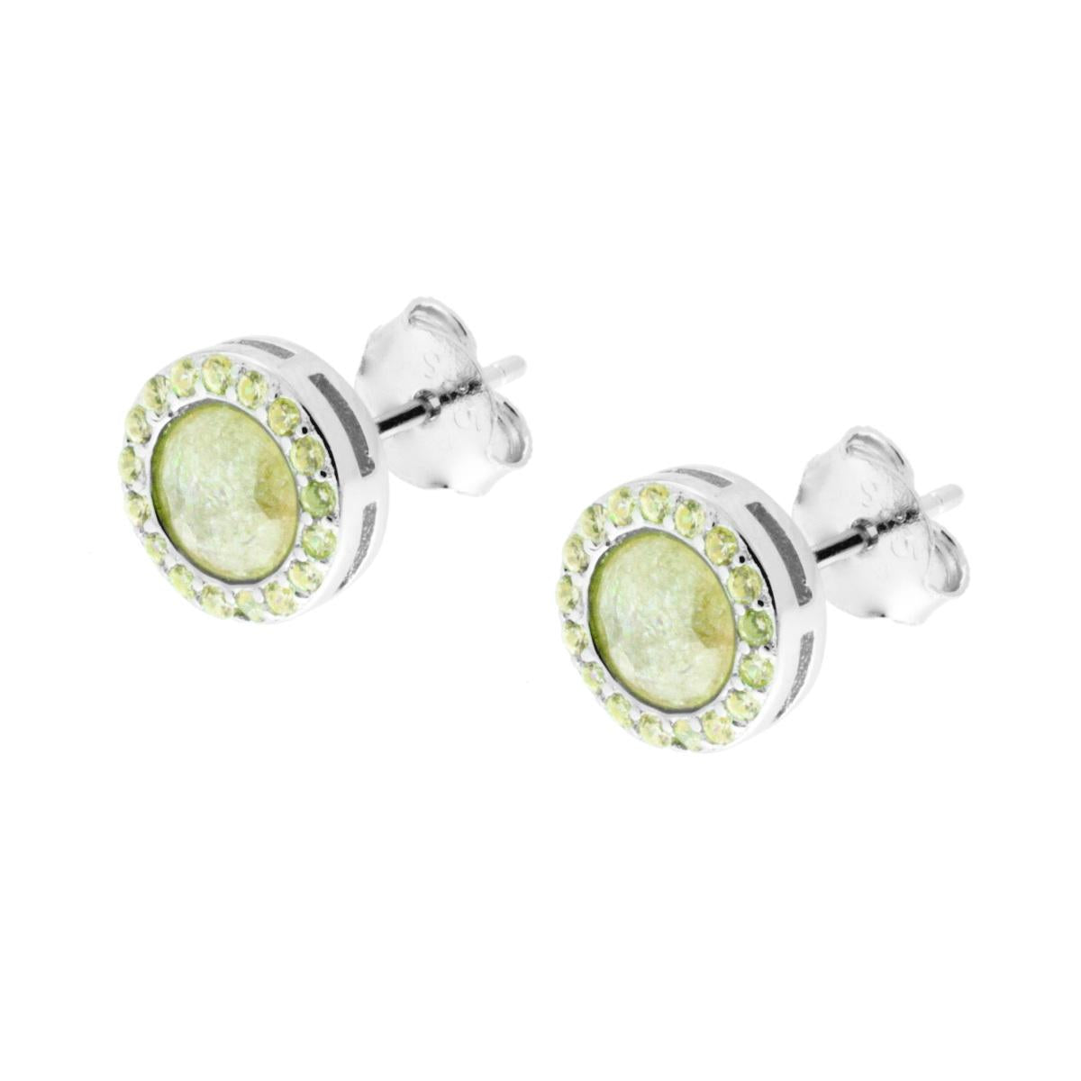 Orecchini con Pietra Scoppiata Giallo e Zirconi in ARGENTO 925 Galvanica Rodio