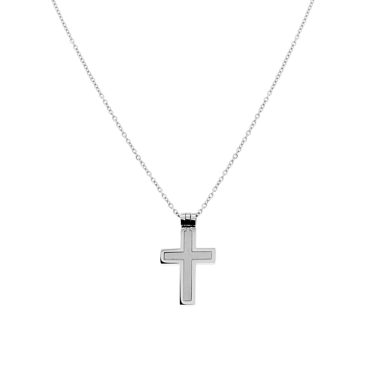 Collana con pendente a forma di Croce in ACCIAIO