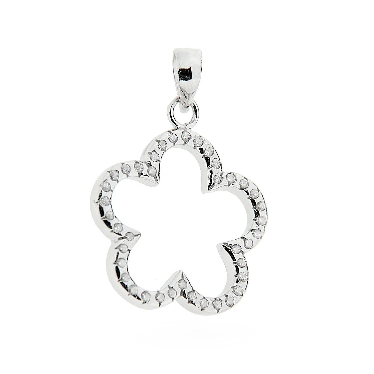 Ciondolo Fiore con Cubic Zirconi in ARGENTO 925 Galvanica Rodio