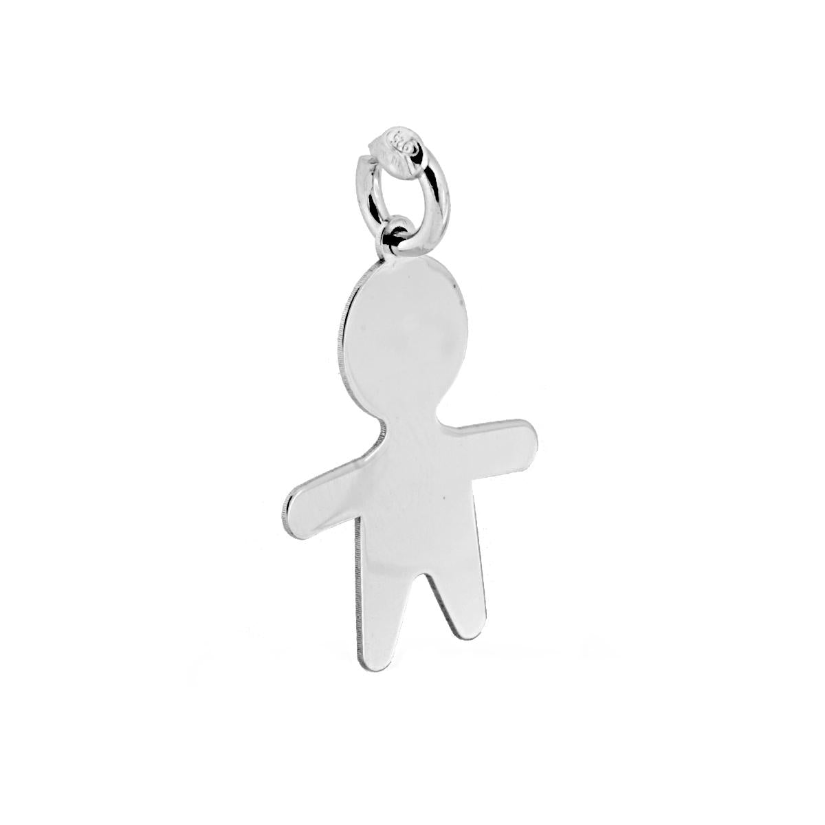 Ciondolo Bimbo plain mm 25 in ARGENTO 925 Galvanica Rodio<BR>