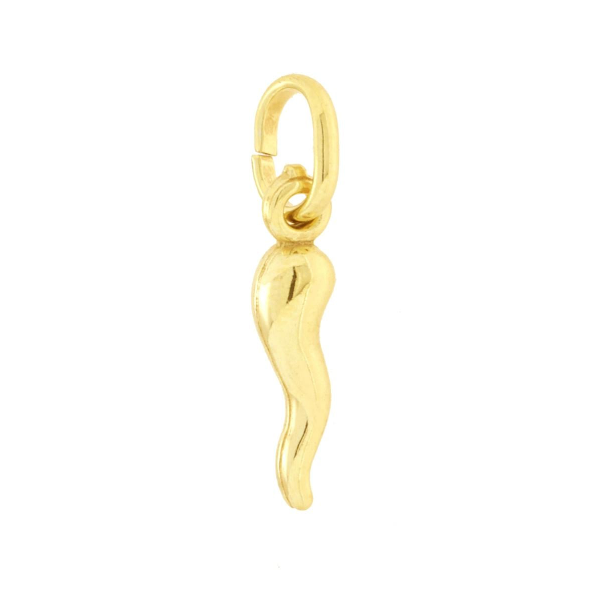 Ciondolo Portafortuna Corno mm 18 in ARGENTO 925 Galvanica Oro