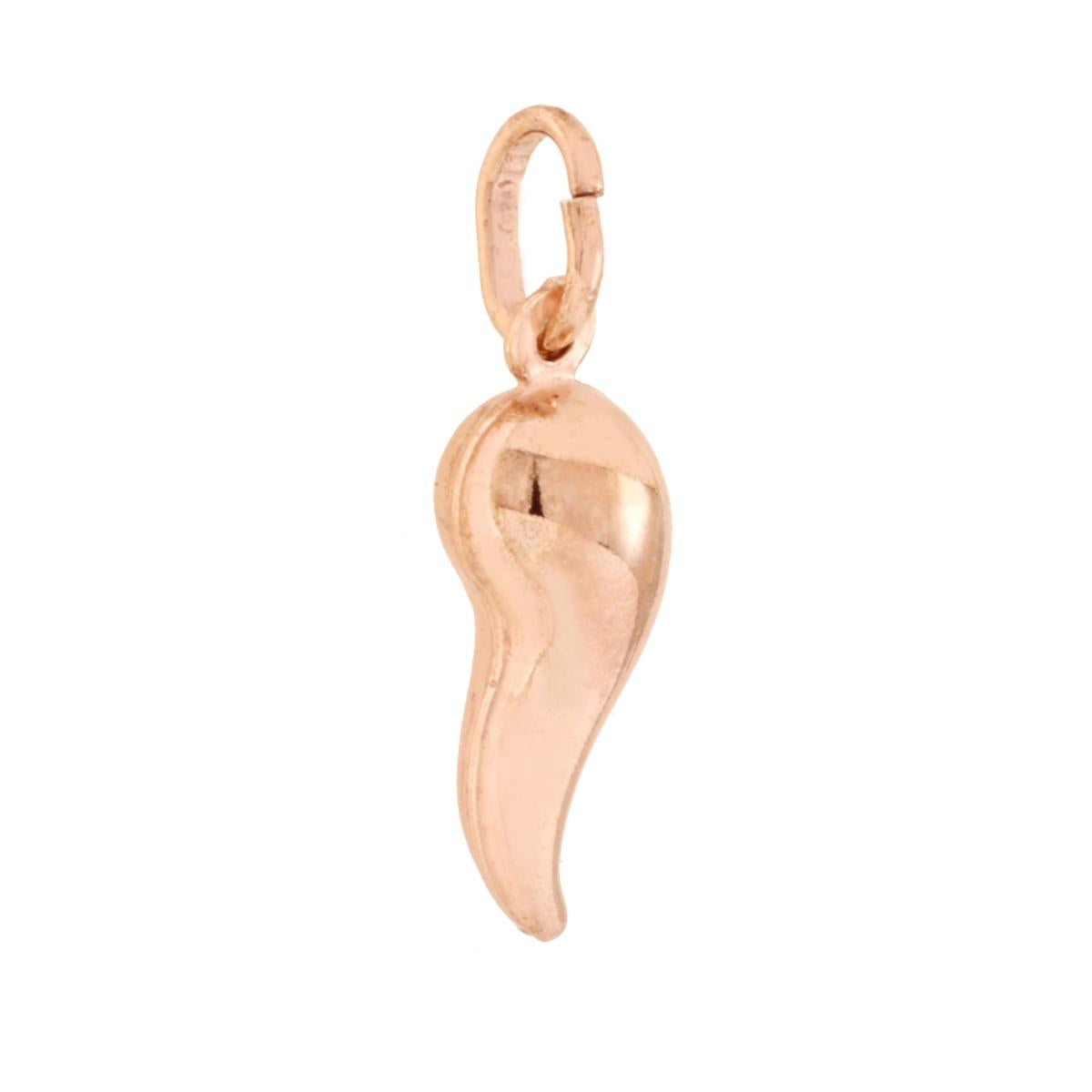 Ciondolo Portafortuna Corno mm 21 in ARGENTO 925 Galvanica Rosa<BR>