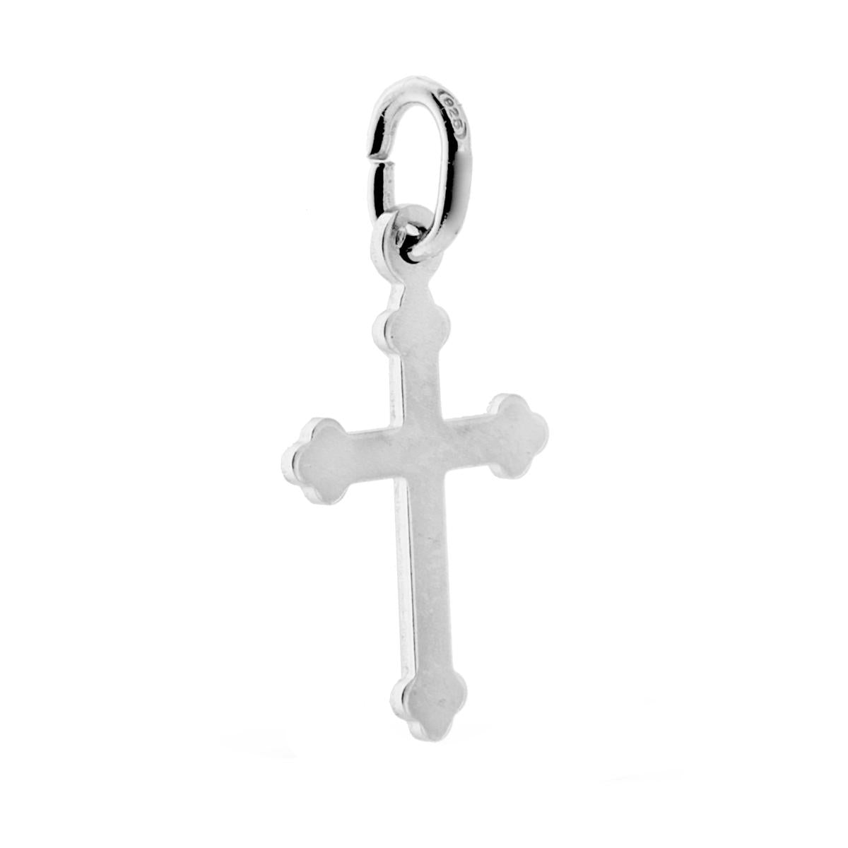 Ciondolo Croce Gotica in ARGENTO 925 Galvanica Rodio