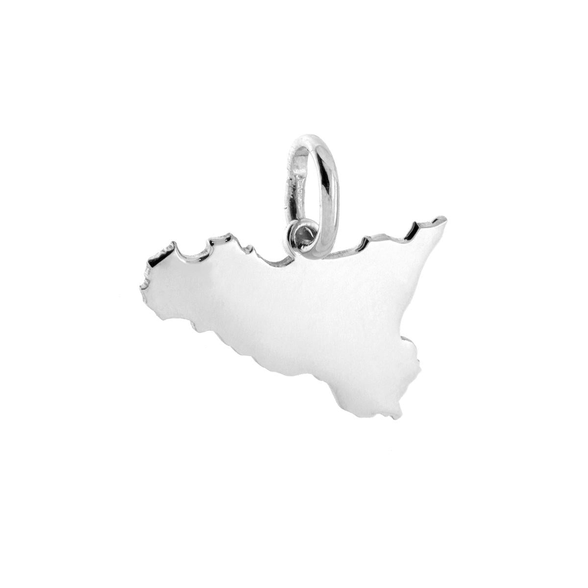 Ciondolo con sagoma plain a forma di Sicilia mm 13x20 in ARGENTO 925 Galvanica Rodio