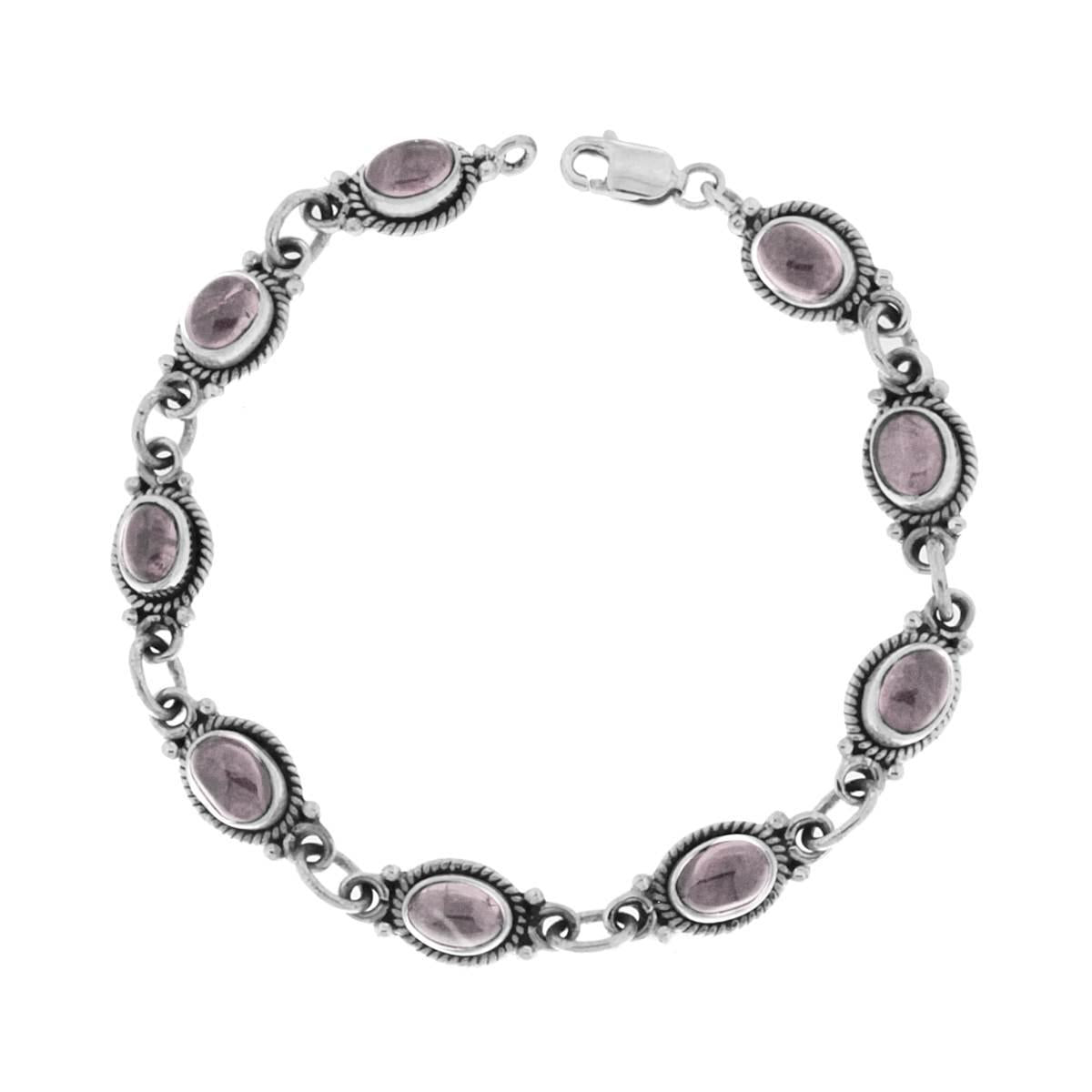 Bracciale Etnico Thailandese con Pietre Quarzo Rutilato in ARGENTO 925