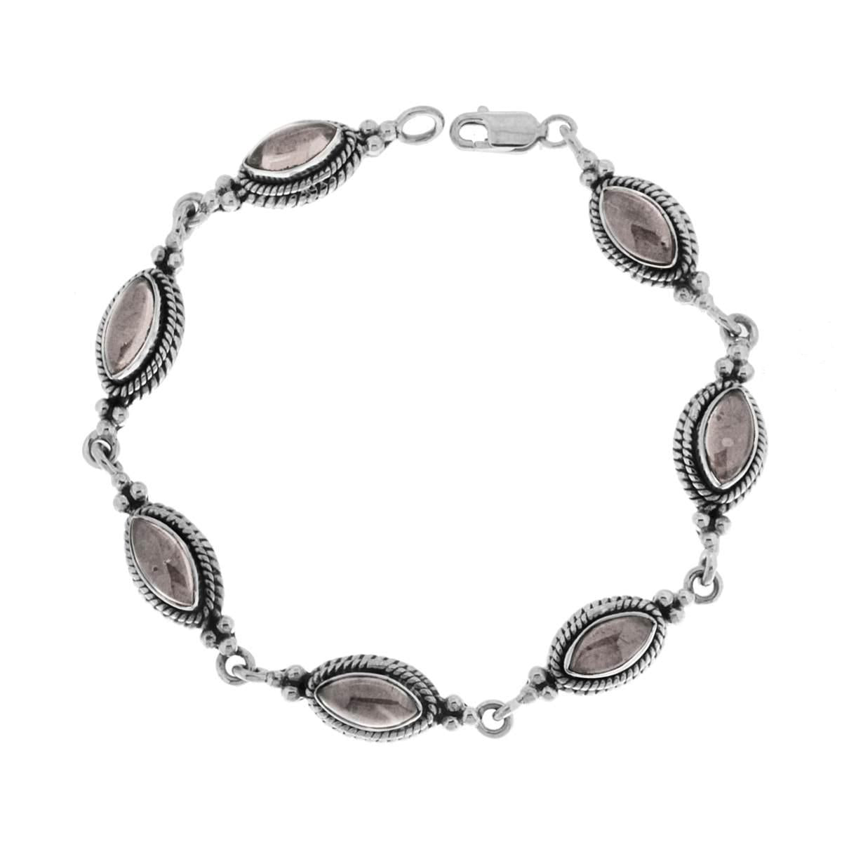 Bracciale Etnico Thailandese con Pietre Quarzo Rutilato in ARGENTO 925