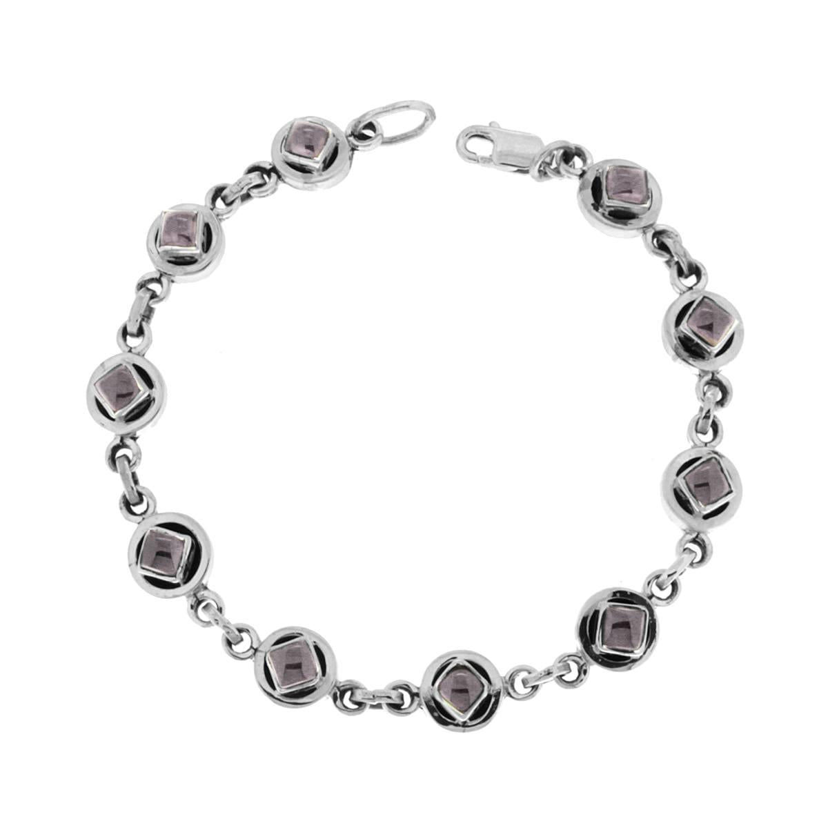 Bracciale Etnico Thailandese con Pietre Quarzo Rutilato in ARGENTO 925