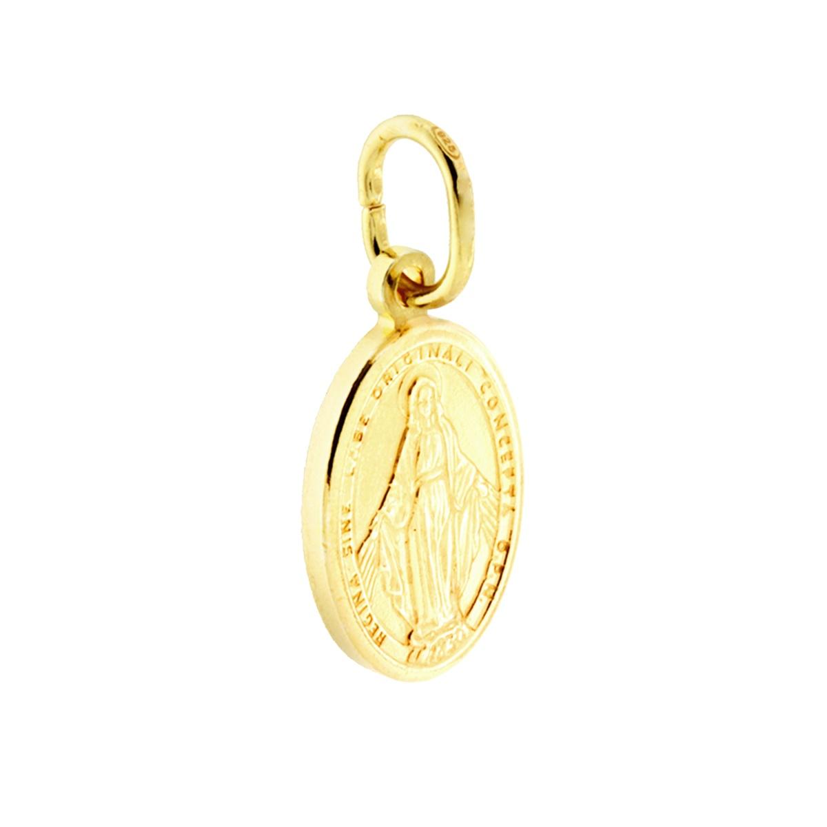 Ciondolo Medaglia Ovale mm 18 Madonna Miracolosa in ARGENTO 925 Galvanica Oro