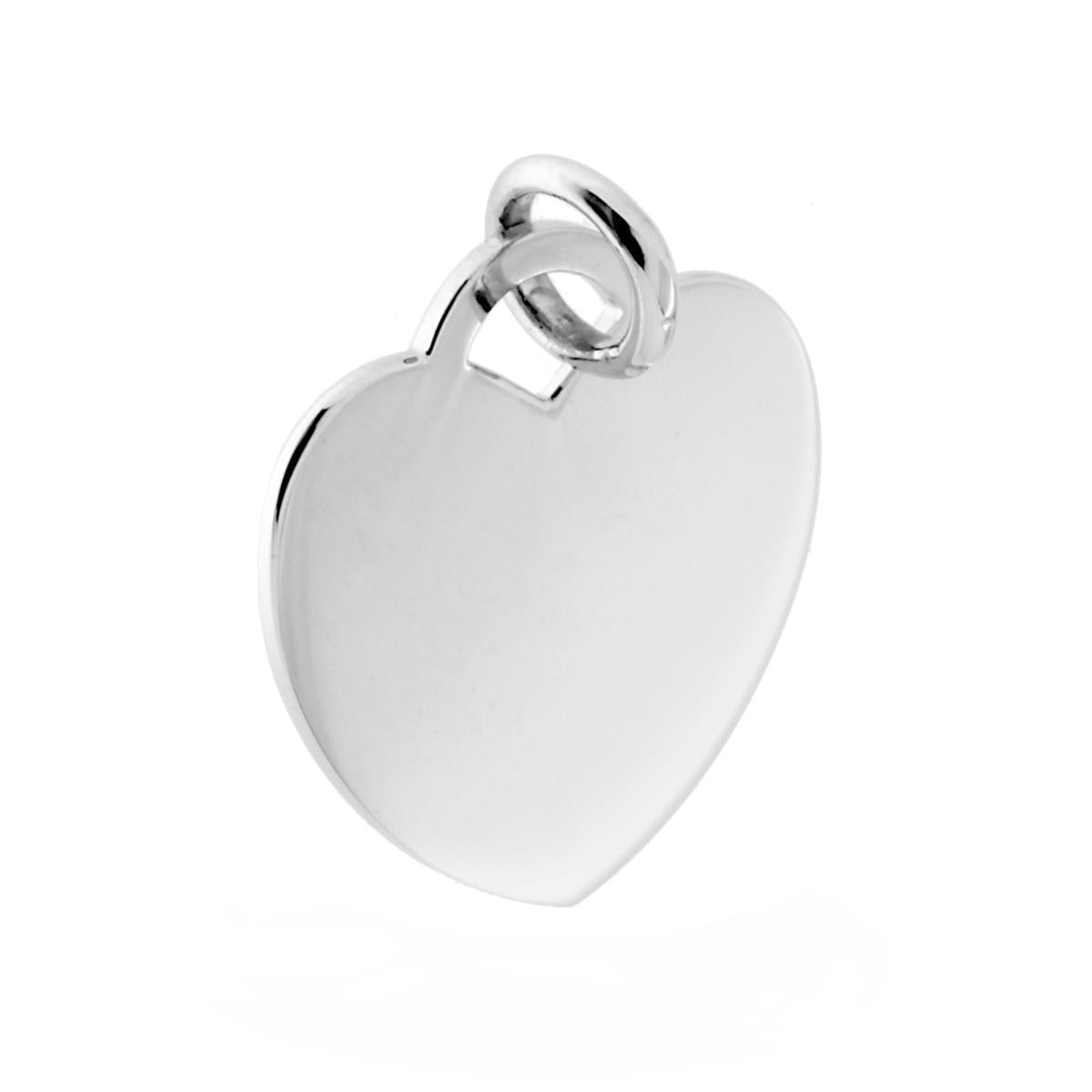 Ciondolo Piastrina Medaglietta per incisione a forma di Cuore mm 18 in ARGENTO 925 Galvanica Rodio