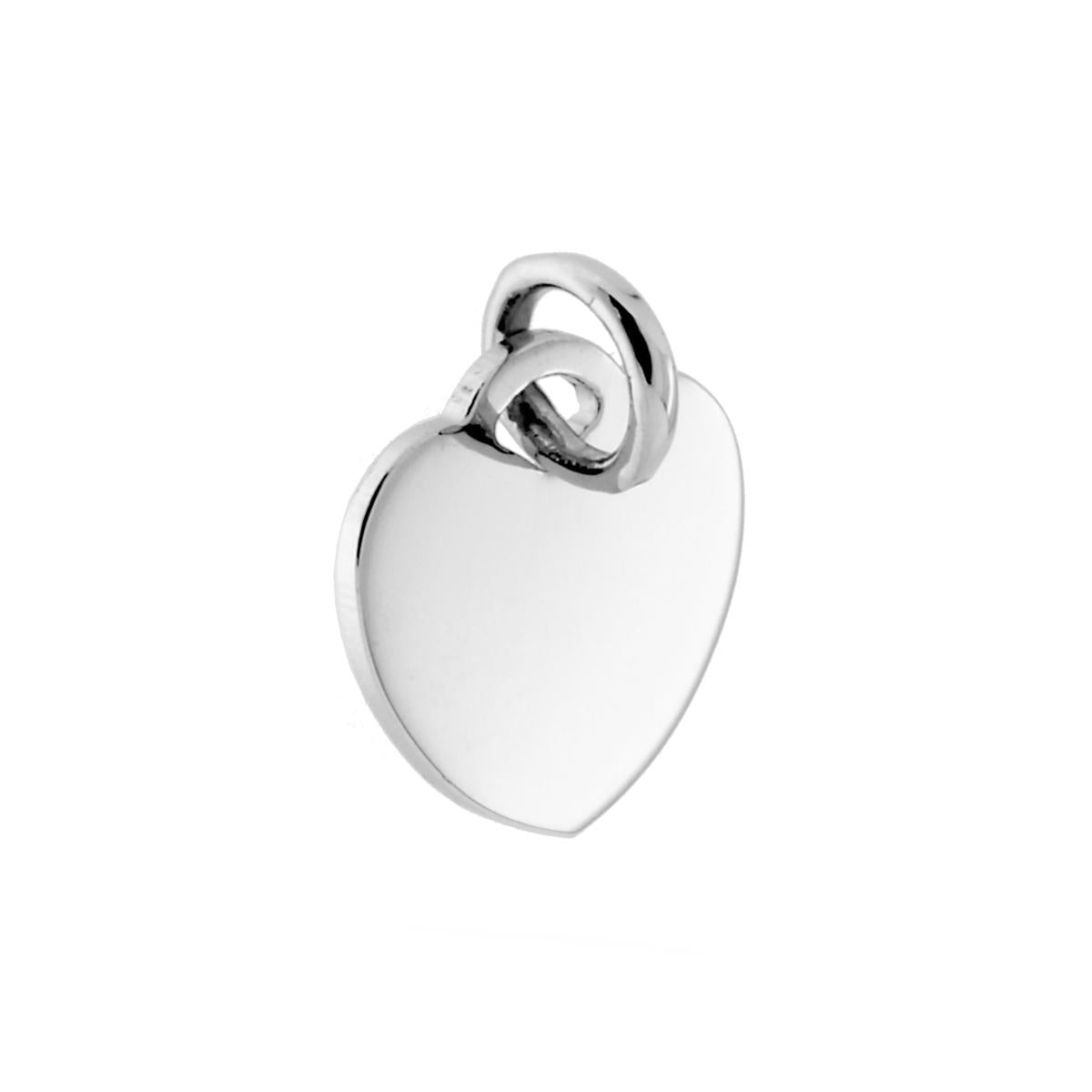 Ciondolo Piastrina Medaglietta per incisione mm 13 a forma di Cuore plain in ARGENTO 925 Galvanica Rodio