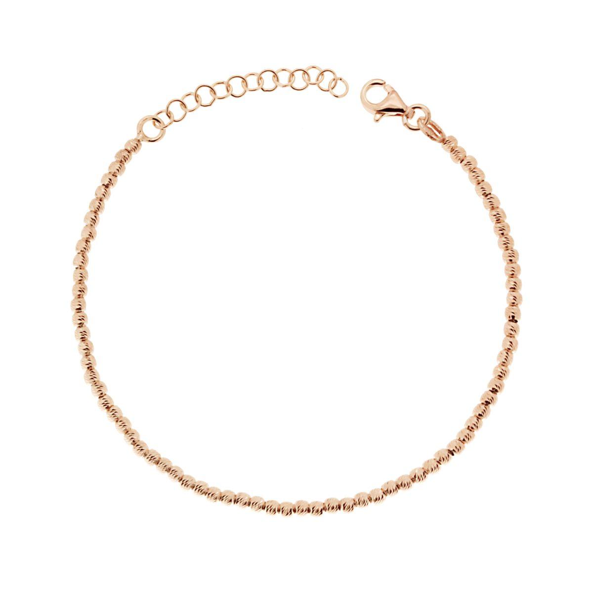 Bracciale con Palline Sfere diamantate mm 2.5 in ARGENTO 925 Galvanica Rosa