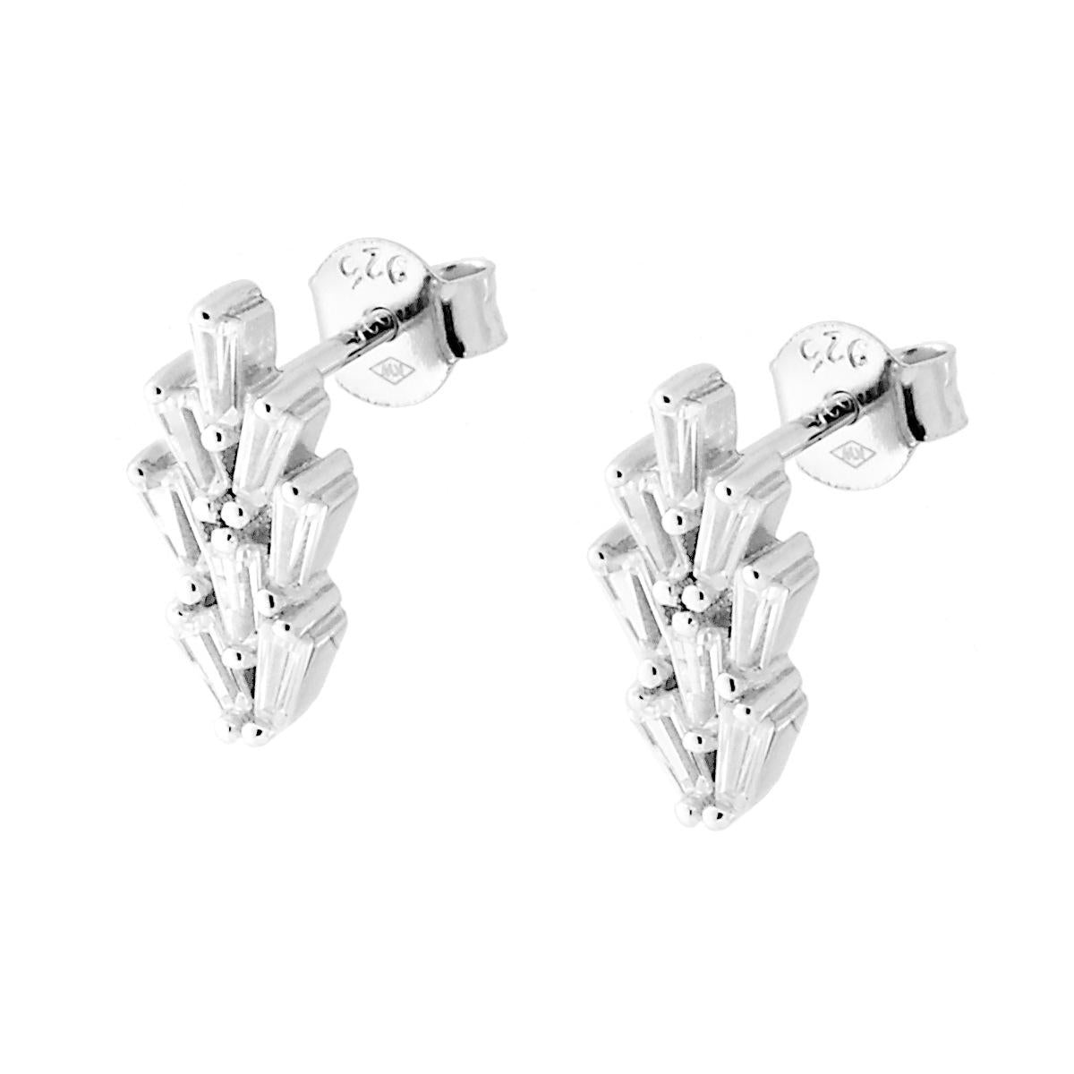 Orecchini Spiga con Zirconi Bianchi in ARGENTO 925 Galvanica Rodio