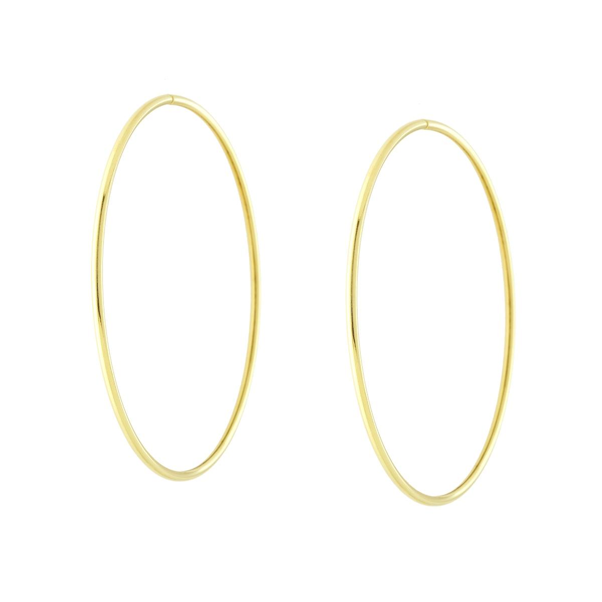 Orecchini Cerchio mm 62 con canna tubolare mm 1.7 in ARGENTO 925 Galvanica Oro