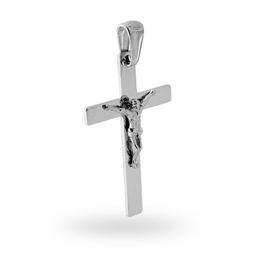 Ciondolo Croce Latina con Cristo in ARGENTO 925 Rodiato