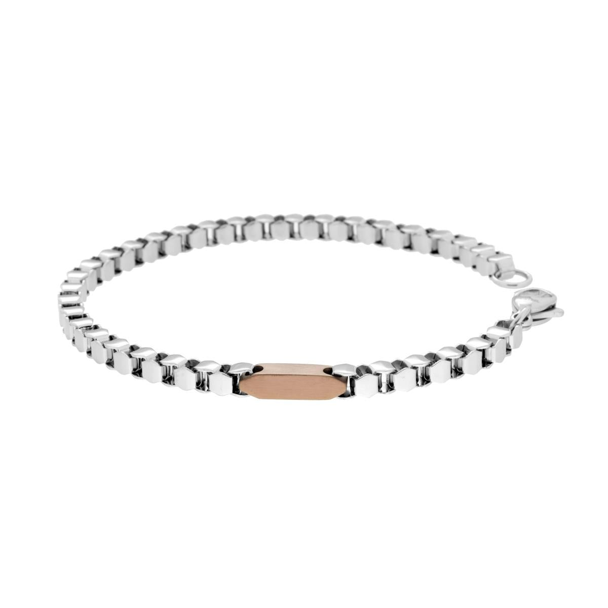 Bracciale Catena Veneziana con Targhetta Bronzo in ACCIAIO