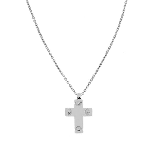Collana Catena Forzatina con Croce con Viti in ACCIAIO