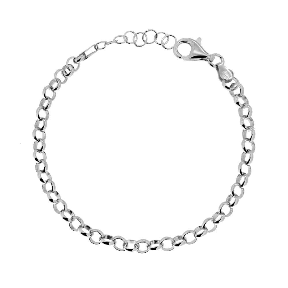 Bracciale Catena Rolo mm 5 in ARGENTO 925 Galvanica Rodio