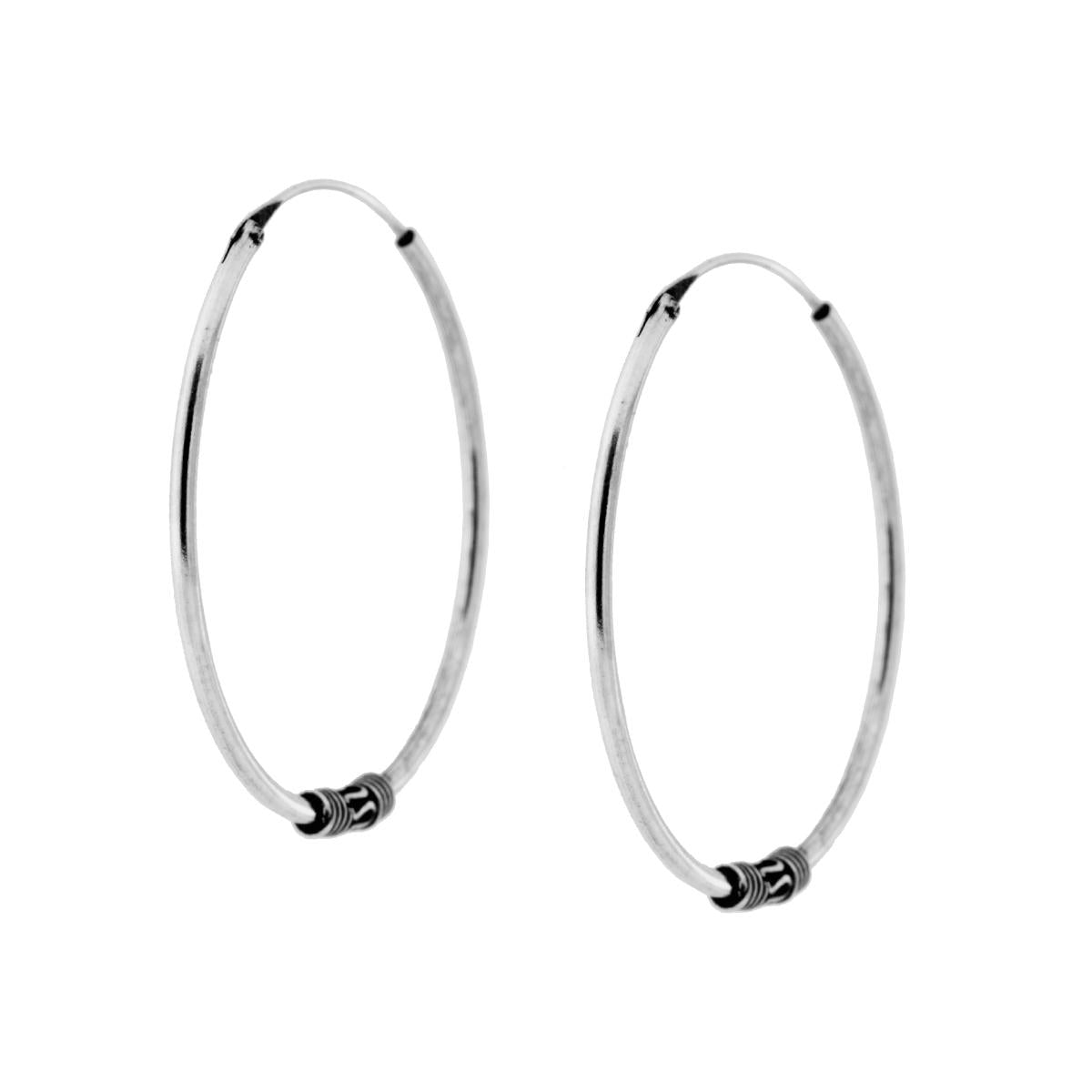 Orecchini Cerchio con lavorazione Etnica mm 1.2 x 30 in ARGENTO 925