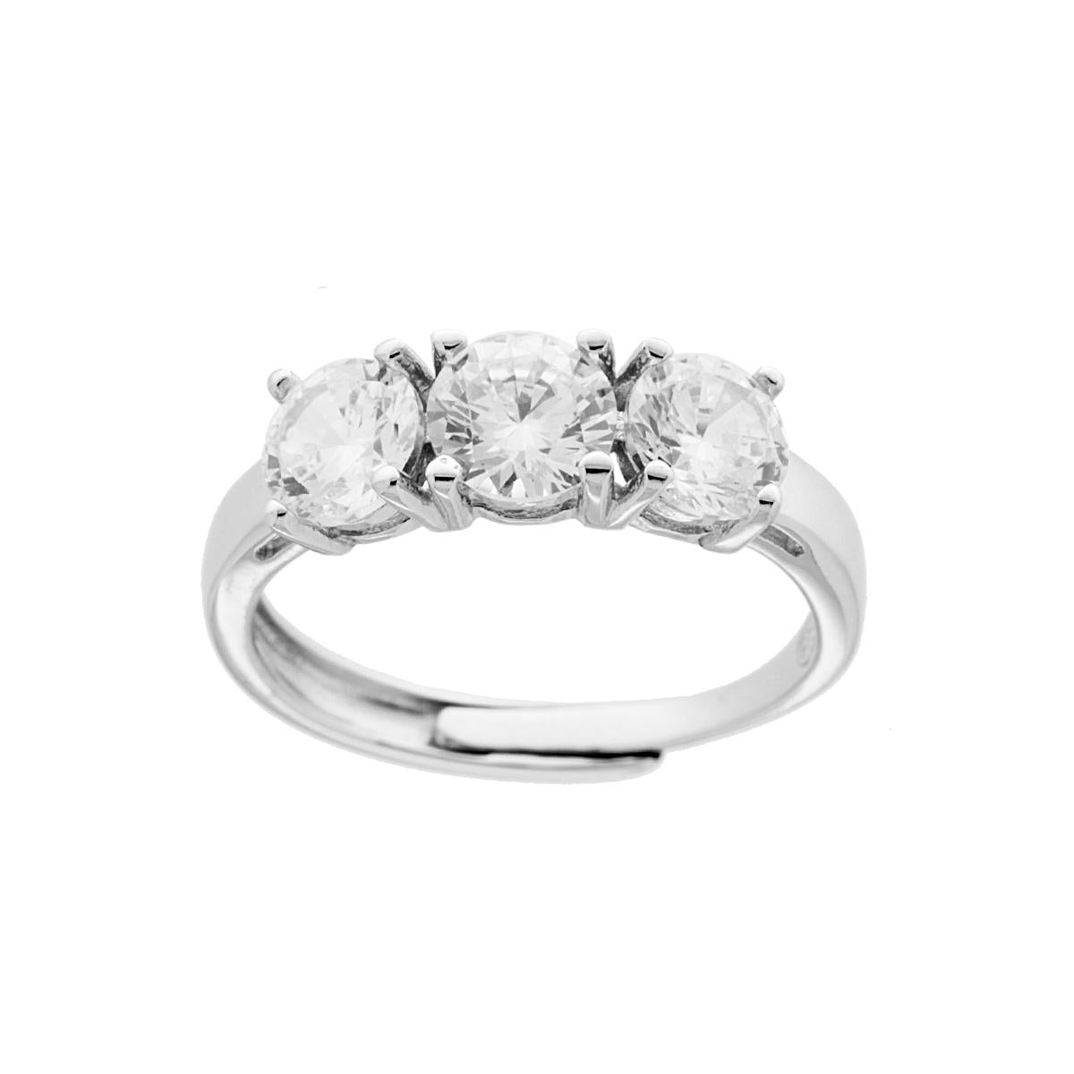 Anello Trilogy con Zirconi Bianchi mm 5 in ARGENTO 925 Rodiato