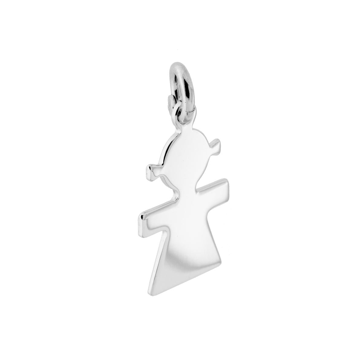 Ciondolo Sagoma Bimba plain mm 23 in ARGENTO 925 Galvanica Rodio