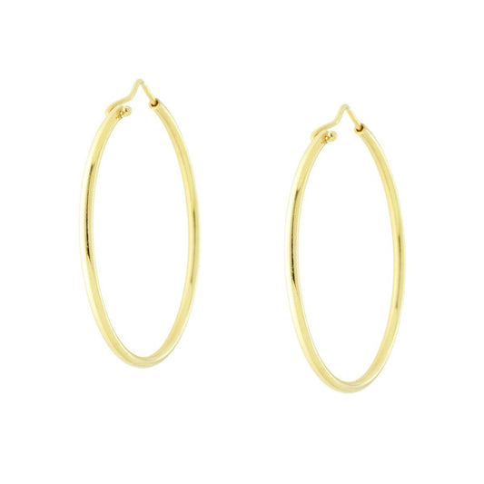 Orecchini a Cerchio Liscio 44 mm con canna mm 2 in ARGENTO 925 Galvanica Oro