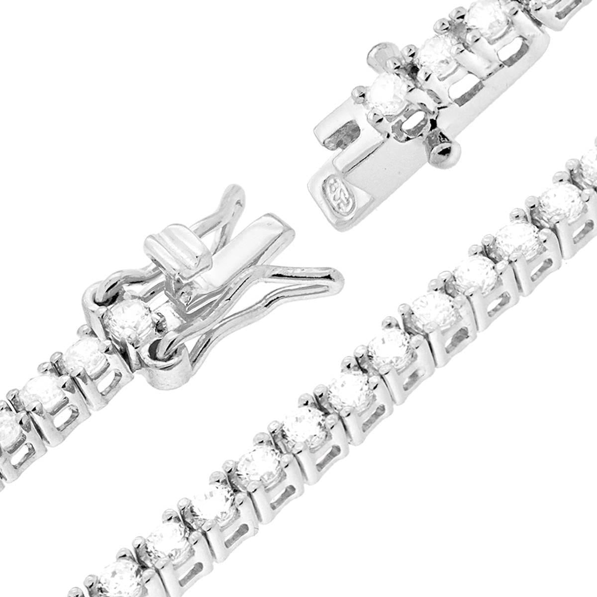 Bracciale Tennis Griffe cm 21 con Zirconi mm 2.5 Bianchi in ARGENTO 925 Galvanica Rodio