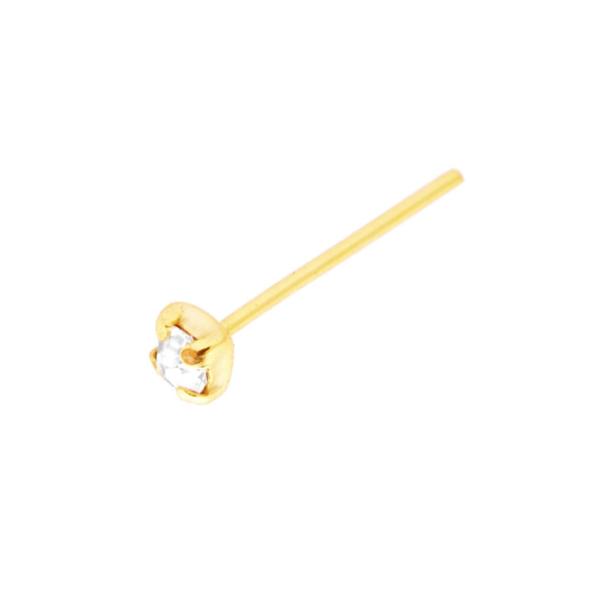 Piercing Naso Chiodino a Griffe con Cubic Zirconia Bianco 1.7 mm in ARGENTO 925 Galvanica Oro