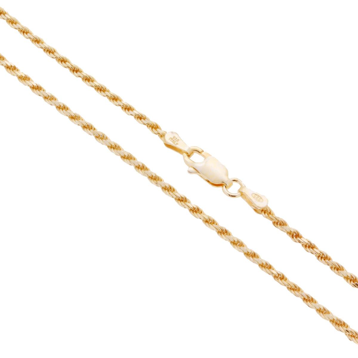 Catena Corda Diamantata 040 sezione mm 1.9 lunghezza cm 45 in ARGENTO 925 Galvanica Oro